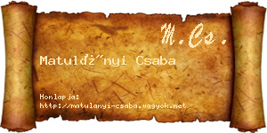 Matulányi Csaba névjegykártya